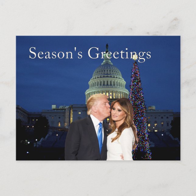 Season's Greetings from Donald and Melania Holiday Postcard (Front)