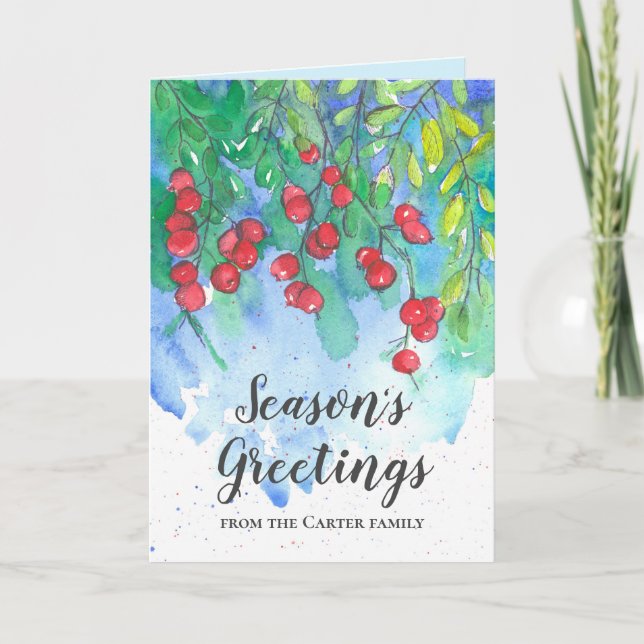 Season's Greetings From Family Personalised Name Card (Front)