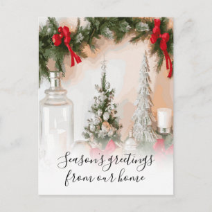 Season's Greetings from Our Home Christmas Garland Postcard