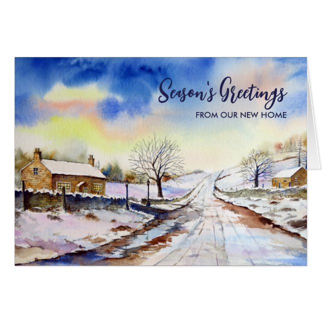 Seasons Greetings from Our New Home Wintery Lane (Front Horizontal)
