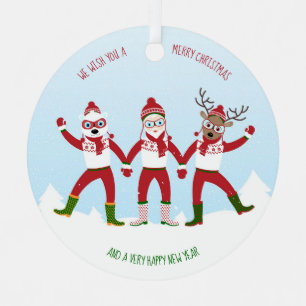 Seasons greetings from Santa and friends holiday  Metal Tree Decoration