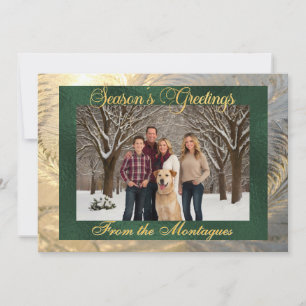 Season's Greetings Frost Border & Photo - Green Holiday Card