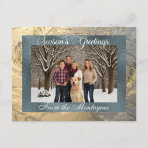 Season's Greetings Frost Border with Photo Holiday Postcard