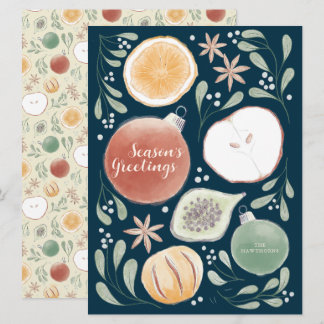 Seasons Greetings Fruit Flatlay - Blue Card