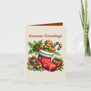 Seasons Greetings gingerbread add message  Holiday Card