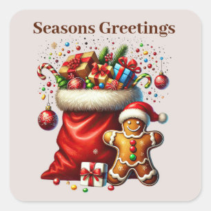 Seasons Greetings gingerbread Holiday  Square Sticker