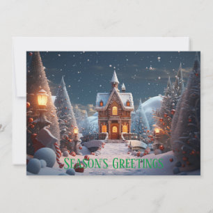Season's Greetings Gingerbread House Christmas Holiday Card