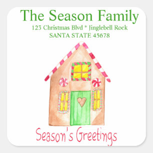 Season's Greetings Gingerbread house Envelope seal