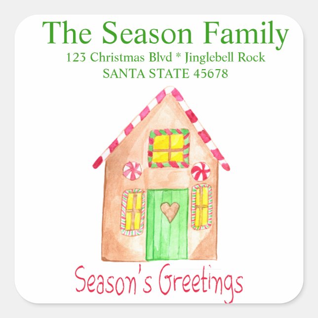 Season's Greetings Gingerbread house Envelope seal (Front)