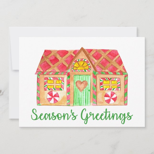 Season's Greetings Gingerbread house Invitation (Front)