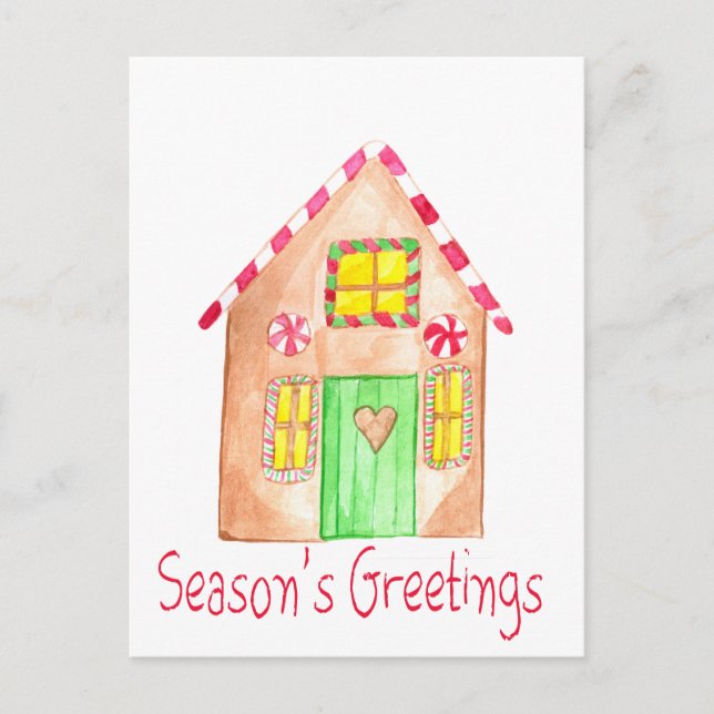 Season's Greetings Gingerbread house Postcard (Front)