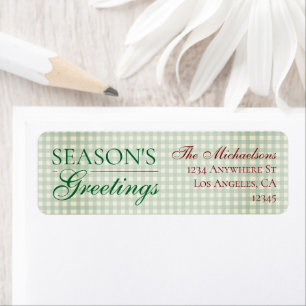 Season's Greetings Gingham Christmas Return Address Label
