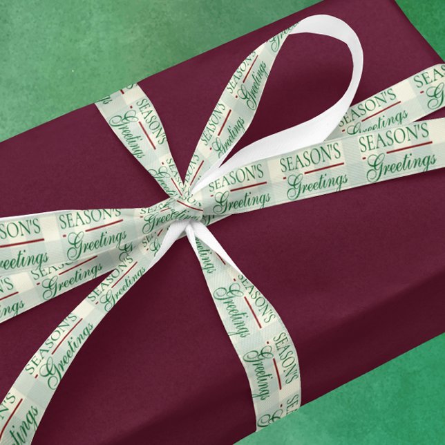 Season's Greetings Gingham Christmas Satin Ribbon (Creator Uploaded)
