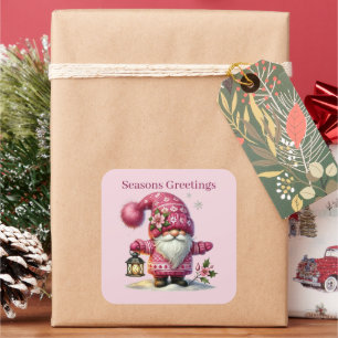 Seasons Greetings gnome add text  Square Sticker