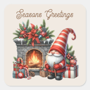 Seasons greetings gnome add text square sticker