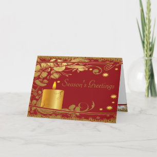 Season's Greetings Gold Candle Holiday Card