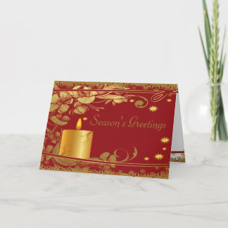 Season's Greetings Gold Candle Holiday Card