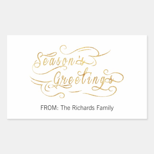 Seasons Greetings (GOLD) Rectangular Sticker (Front)