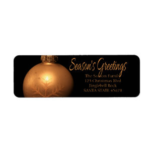Season's Greetings Golden ornament label Return Address Label