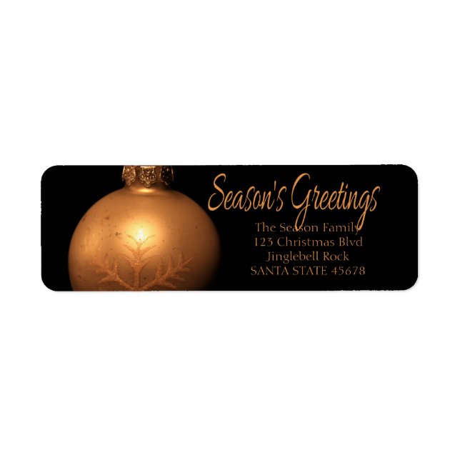Season's Greetings Golden ornament label Return Address Label (Front)