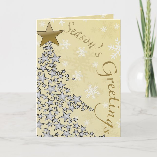 Season's Greetings Golden Star Tree greeting card (Front)
