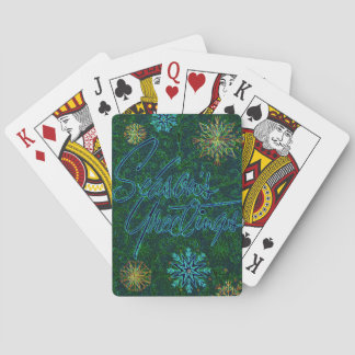 Seasons Greetings Green Playing Cards