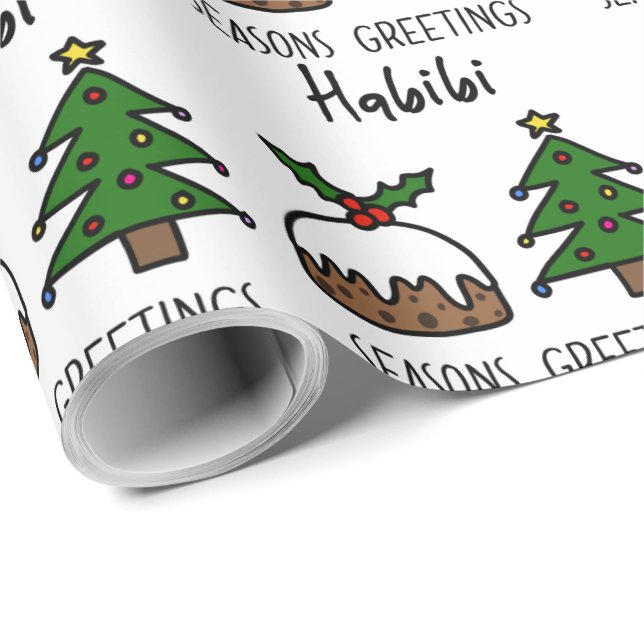 Seasons Greetings Habibi Arabic Christmas Wrapping Paper (Roll Corner)