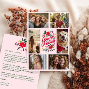 SEASONS GREETINGS Hand-Drawn CUSTOM 6 PHOTO  Holiday Card