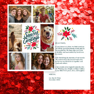 SEASONS GREETINGS Hand-Drawn CUSTOM 6 PHOTO Holiday Card