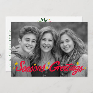 SEASONS GREETINGS Hand-Drawn CUSTOM PHOTO  Holiday Card