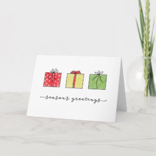 Seasons Greetings Hand Drawn Watercolor Gifts Card