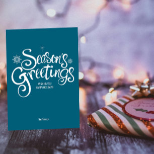Season's Greetings Hand Writing Script Greeting Card