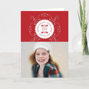 Season's Greetings Happy New Year Seal Photo Holiday Card