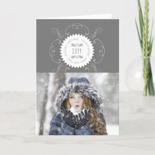 Season's Greetings Happy New Year Seal Photo Holiday Card