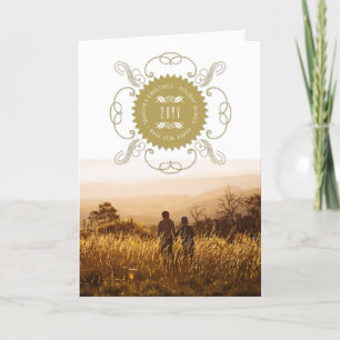 Season's Greetings Happy New Year Seal Photo Holiday Card