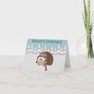 Season's Greetings Hedgehog Holiday Card