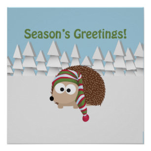 Season's Greetings Hedgehog Poster