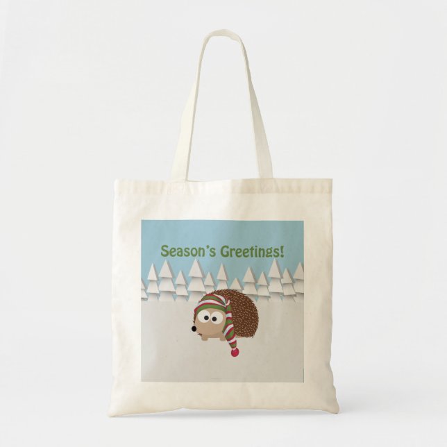 Season's Greetings Hedgehog Tote Bag (Front)