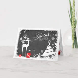 Season's Greetings Holiday Card   Faux Chalkboard
