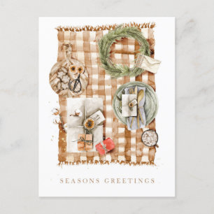 Seasons Greetings Holiday Watercolor Postcard