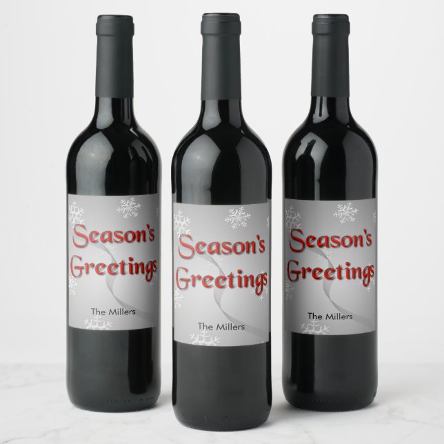Season's Greetings Holiday  Wine Label (Bottles)