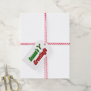 Seasons Greetings Holly Christmas typography Gift Tags
