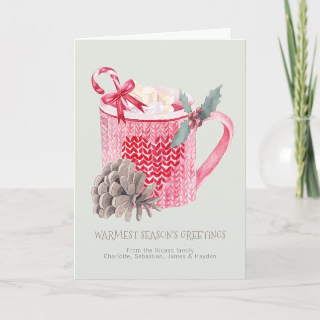 Seasons Greetings Hot Chocolate And Marshmallows Holiday Card (Front)