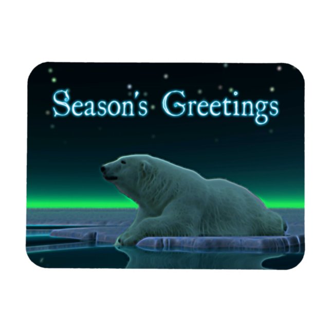 Season's Greetings - Ice Edge Polar Bear Magnet (Horizontal)