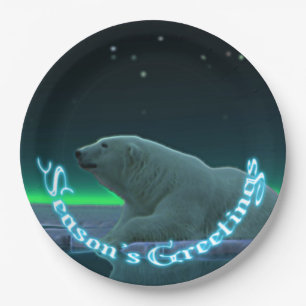 Season's Greetings - Ice Edge Polar Bear Paper Plate