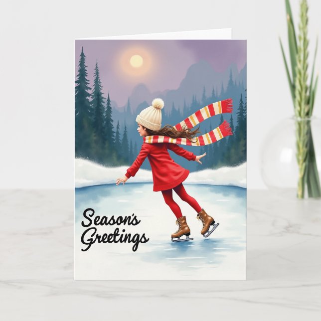Seasons Greetings Ice Skate Card (Front)