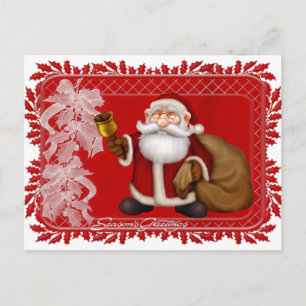 Season's Greetings Jolly Santa Holiday Postcards