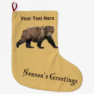 Season's Greetings - Kodiak Bear Large Christmas Stocking