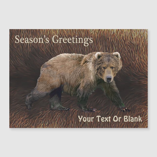 Season's Greetings - Kodiak Bear On Caribou Fur (Front)