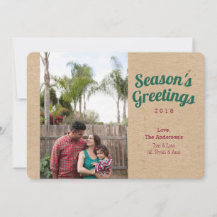 Seasons Greetings Kraft Photo Holiday Card